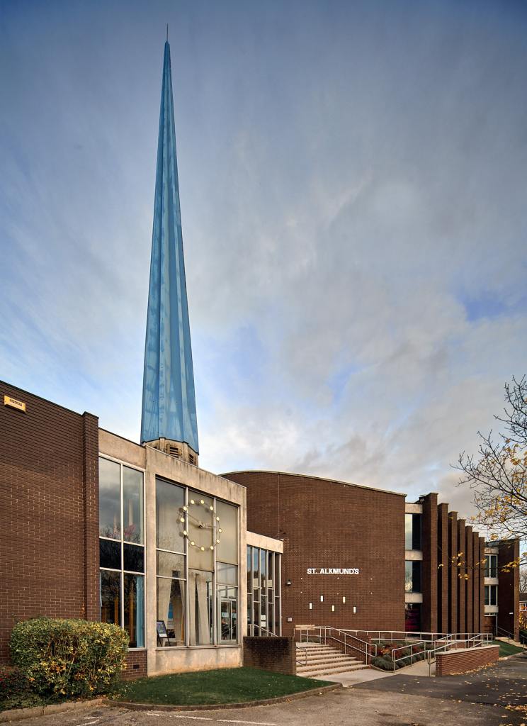 St Alkmunds, a Naylor, Sale and Widdows church from the 1970s, built to replace an older church demolished to build a ring road. After the Victorians had messed it about, no great loss (opinion).